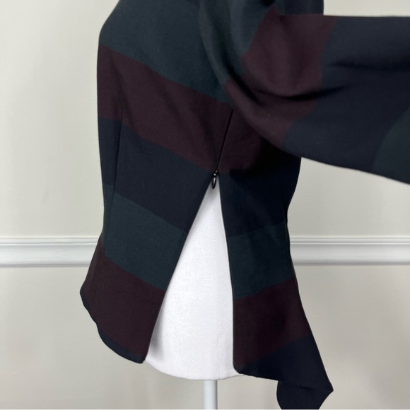 FEMME D'ARMES Striped Crew Neck Long Sleeve High Low Top Zipped Cuffs Size Small - Picture 5 of 10